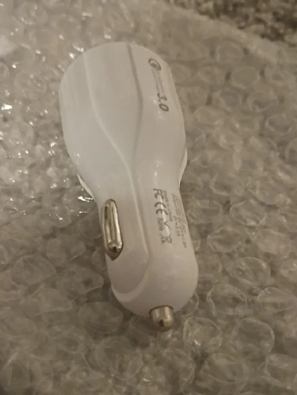 White Dual USB Car Charger with Quick Charge 3.0 - 3.1A Output